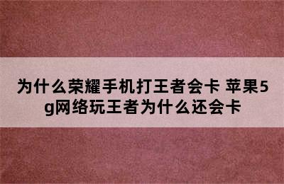 为什么荣耀手机打王者会卡 苹果5g网络玩王者为什么还会卡